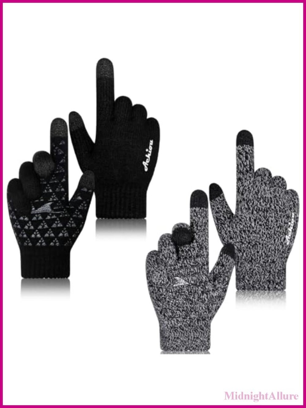 Soft Knit Touchscreen Winter Gloves 2 Pairs Anti-Slip